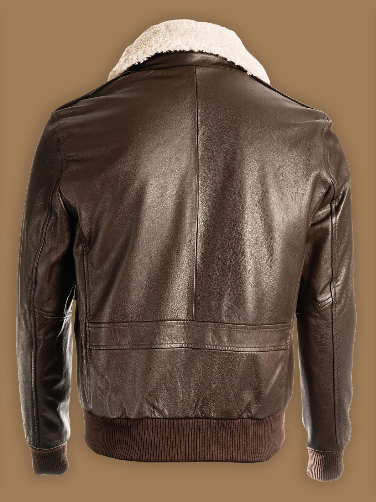 Men’s Brown Pilot Shearling Bomber Leather Jacket | Rugged Aviation Classic | Full Grain Apparel