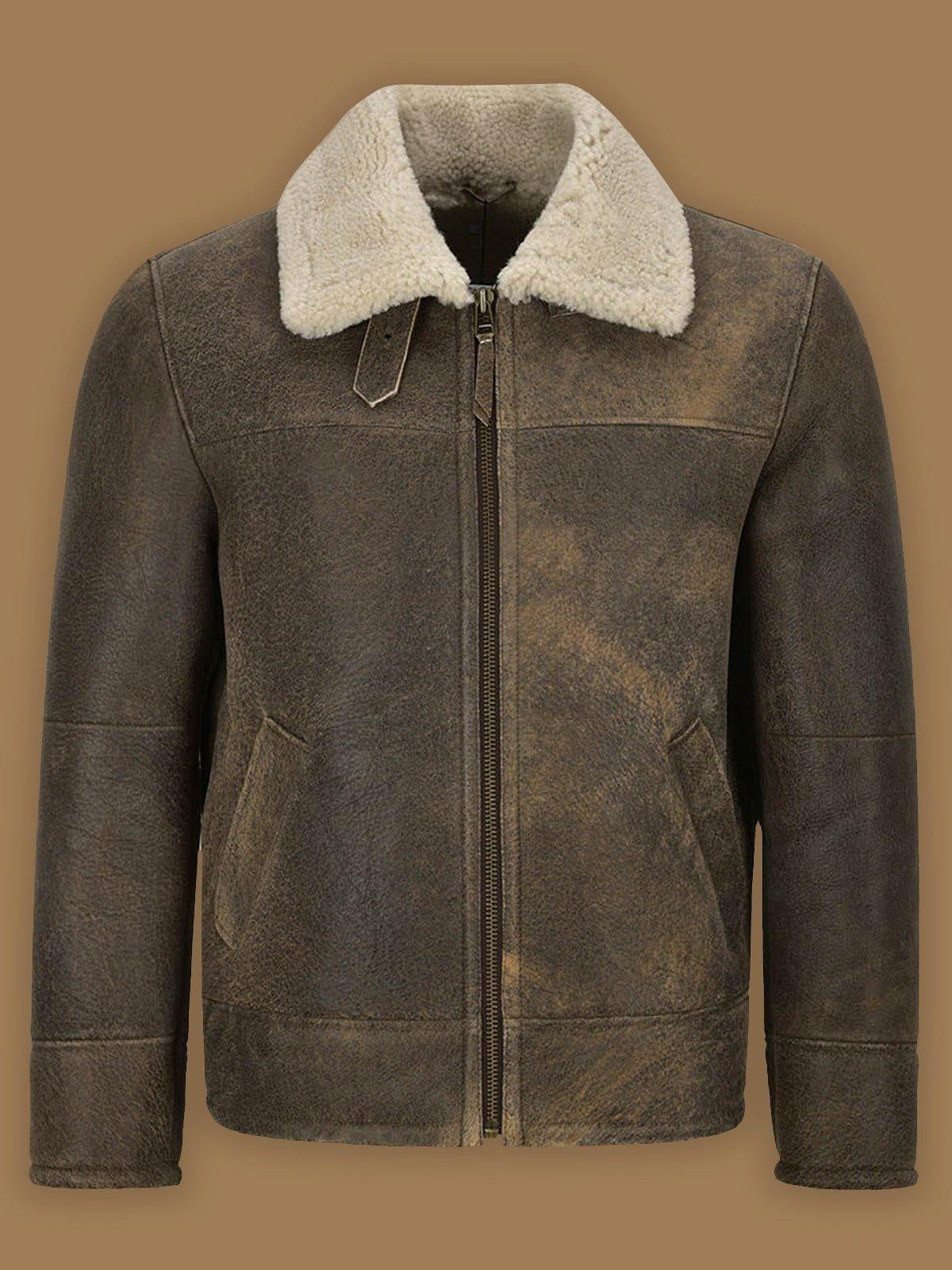 Men’s Old Fashion Brown Shearling Bomber Leather Jacket | Rugged Heritage Outerwear | Full Grain Apparel