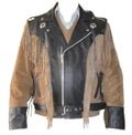Men’s 1980's Black & Beige Suede Cowboy Fringe Jacket | Full Grain Apparel