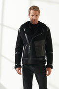 Men’s Aviator Black Shearling Jacket | Classic Pilot Style | Full Grain Apparel