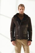 Men’s Aviator Brown Shearling Jacket | Classic Pilot Style | Full Grain Apparel