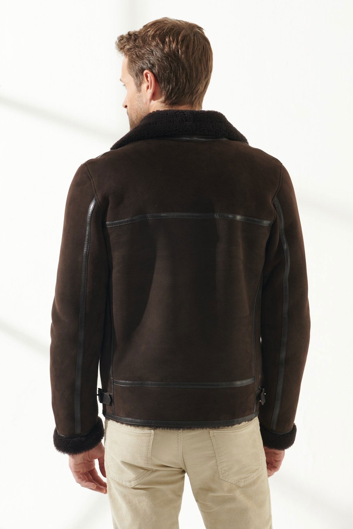 Chaqueta Aviador Marrón de Piel de Cordero para Hombre | Estilo Piloto Clásico | Prenda de Piel de Grano Completo