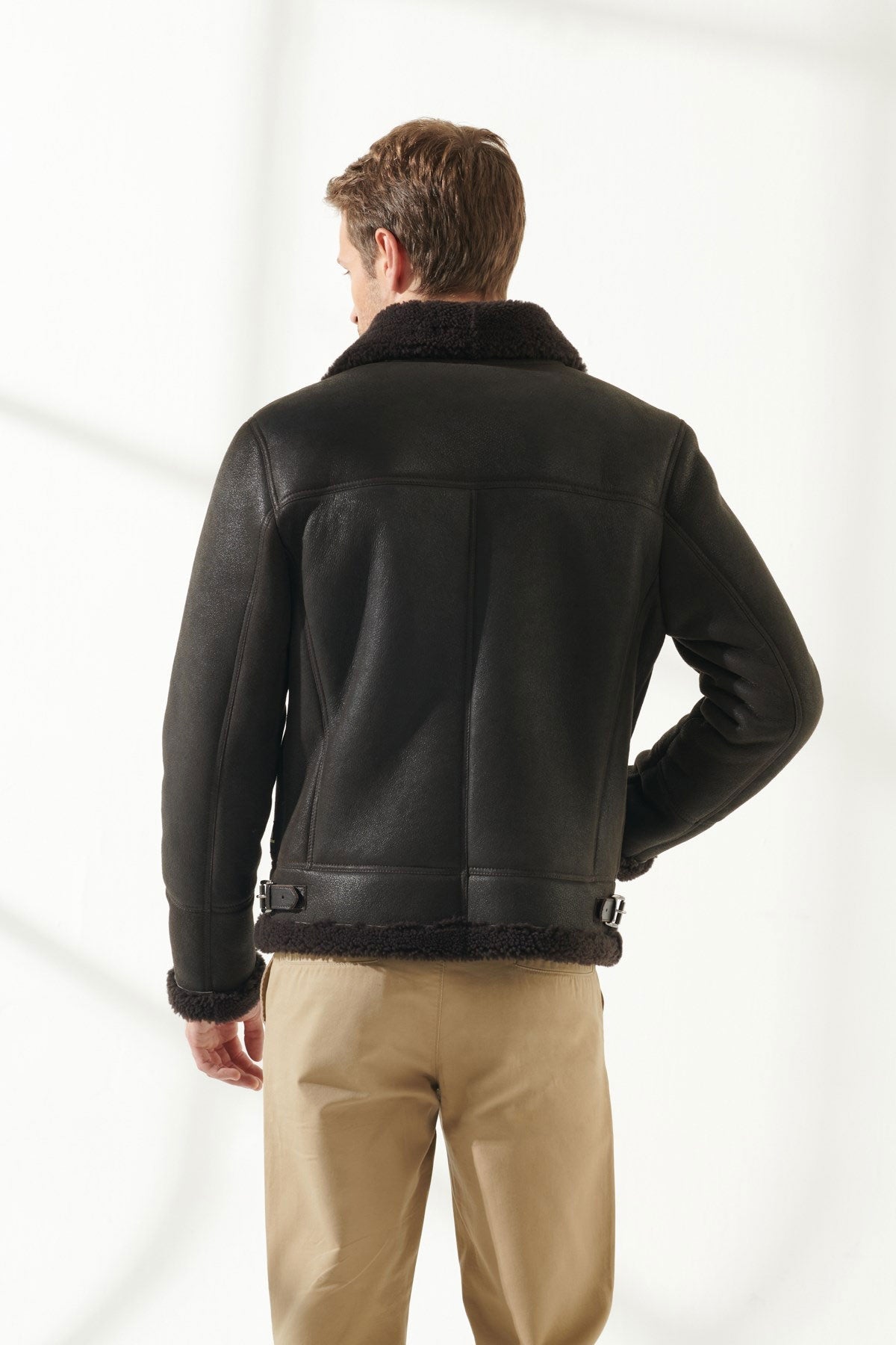 Men’s Aviator Brown Shearling Jacket | Classic Pilot Style | Full Grain Apparel