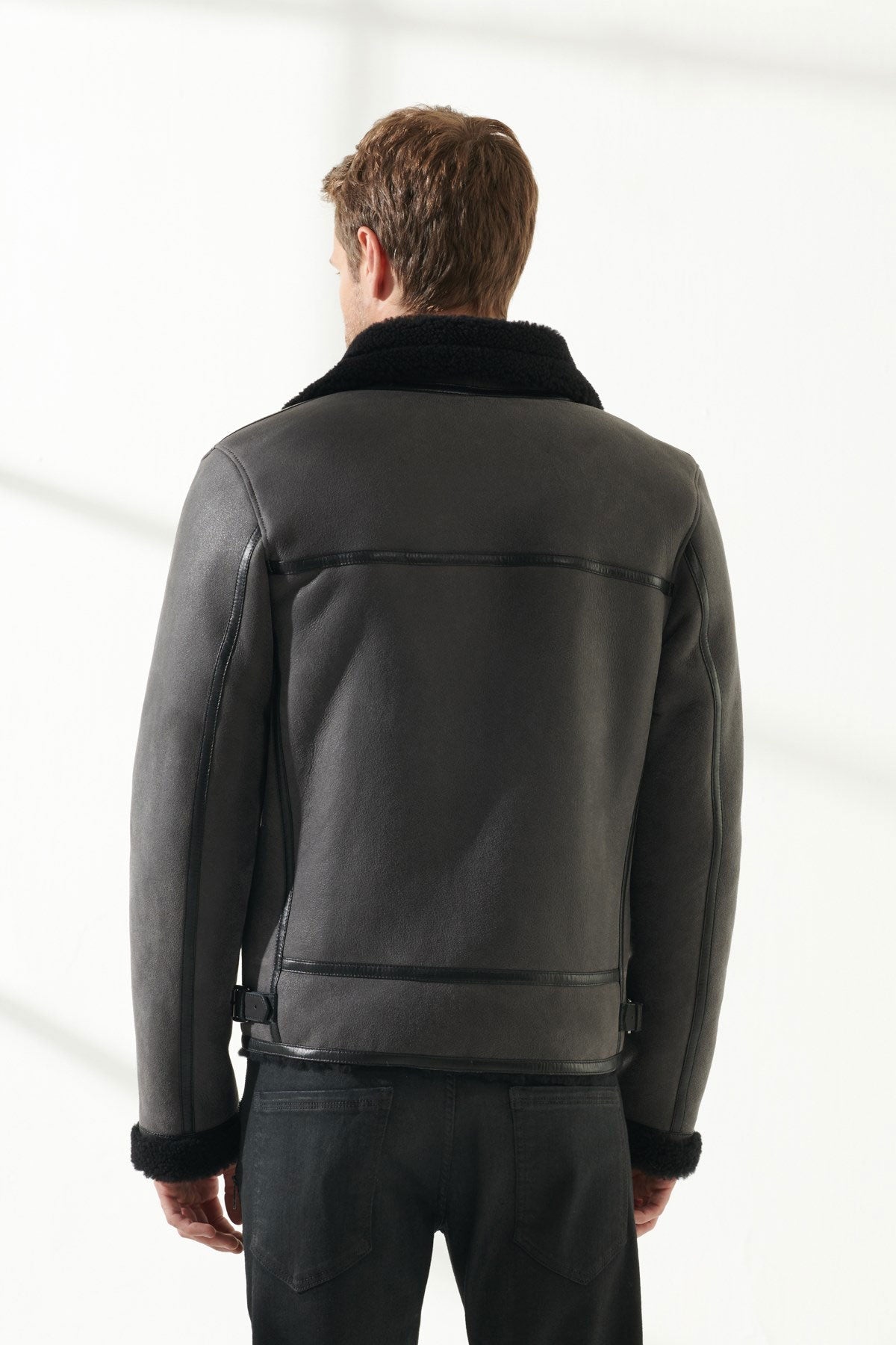 Men’s Aviator Grey Shearling Jacket | Classic Pilot Style | Full Grain Apparel
