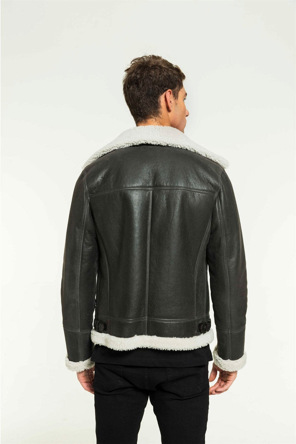 Men’s Aviator Grizzly Grey Shearling Jacket | Full Grain Apparel