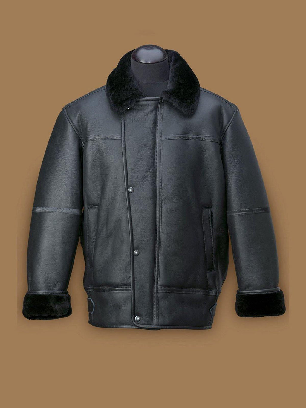 Men’s Black Aircraft Shearling Bomber Leather Jacket | Rugged Aviator Outerwear | Full Grain Apparel