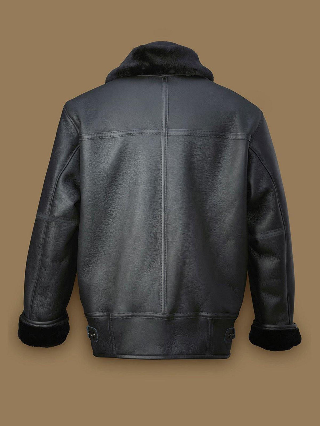 Men’s Black Aircraft Shearling Bomber Leather Jacket | Rugged Aviator Outerwear | Full Grain Apparel