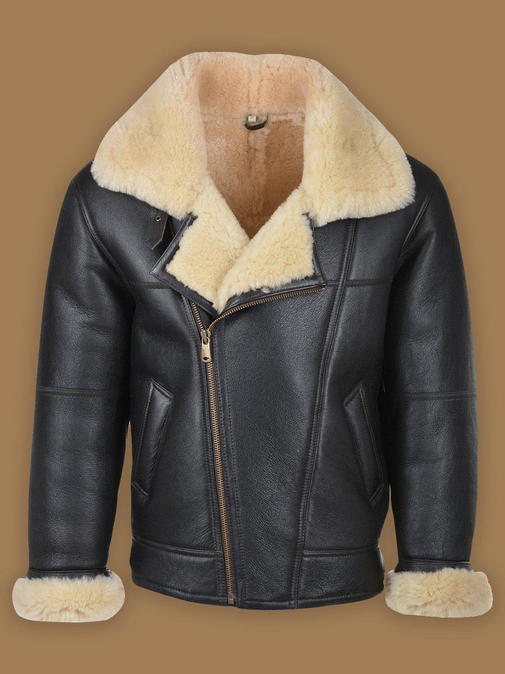 Men’s Black B3 Shearling Bomber Leather Jacket | Rugged Winter Aviator Wear | Full Grain Apparel