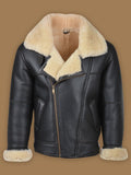 Men’s Black B3 Shearling Bomber Leather Jacket | Rugged Winter Aviator Wear | Full Grain Apparel