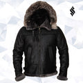 Men’s Black Shearling "Iron-Gate" Hooded Jacket | Urban Arctic Tech | Full Grain Apparel