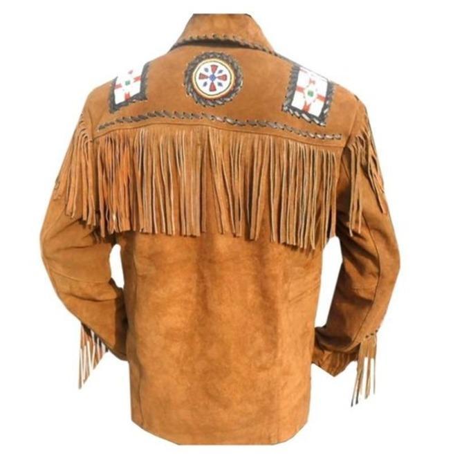 Men’s Brown Eagle Beaded Western Suede Jacket | Full Grain Apparel