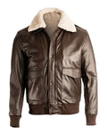 Men’s Brown Pilot Bomber Shearling Jacket | Rugged Aviator Heritage | Full Grain Apparel
