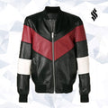 Men’s Chevron Stripe Leather Bomber Jacket | Retro Racing Heritage | Full Grain Apparel