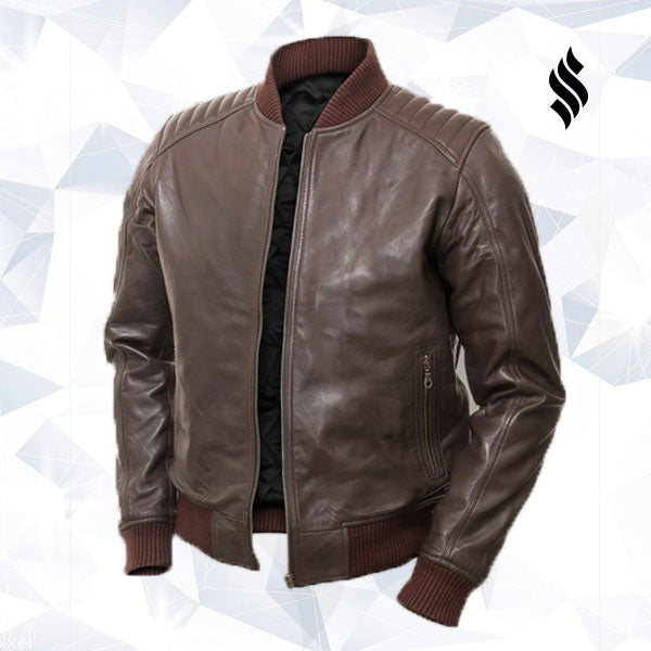Men’s Dark Brown Leather Bomber Jacket | Heritage Flight Aesthetic | Full Grain Apparel