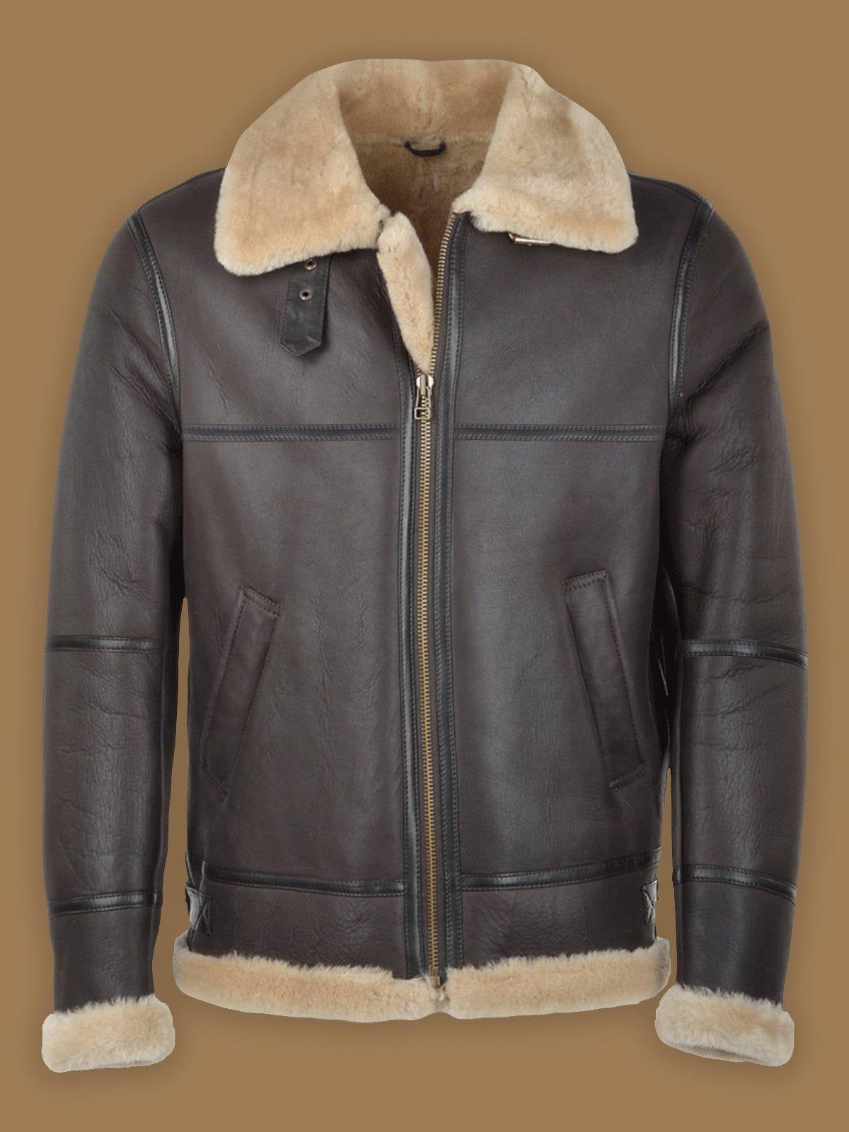 Men’s Dark Brown RAF Shearling Bomber Leather Jacket | Rugged Aviator Heritage | Full Grain Apparel