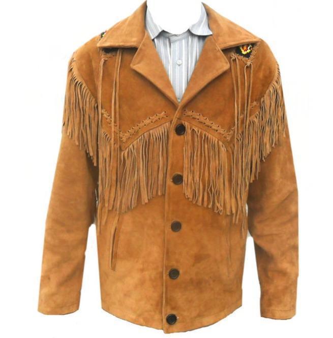 Men's Tan Western Suede Fringe Jacket | Full Grain Apparel