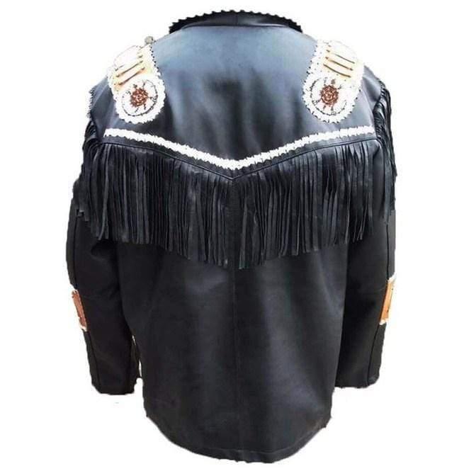 Men's Handmade Black Western Leather Fringe Jacket | Full Grain Apparel