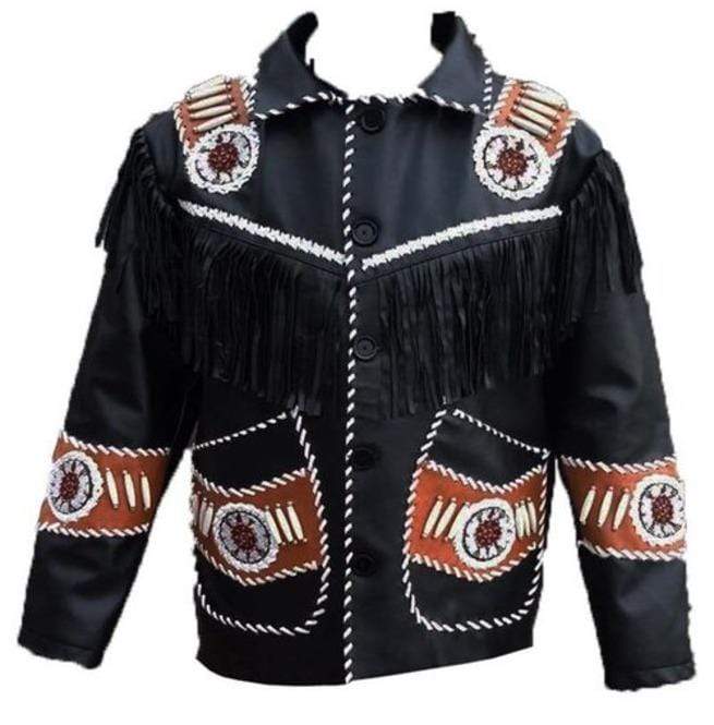 Men's Handmade Black Western Leather Fringe Jacket | Full Grain Apparel