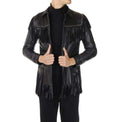 Men's Black Native American Leather Fringe Coat | Full Grain Apparel