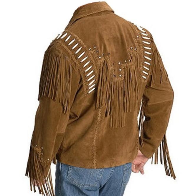 Men’s Brown Fringe Cowboy Suede Jacket | Full Grain Apparel