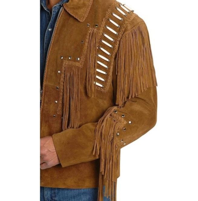 Men’s Brown Fringe Cowboy Suede Jacket | Full Grain Apparel