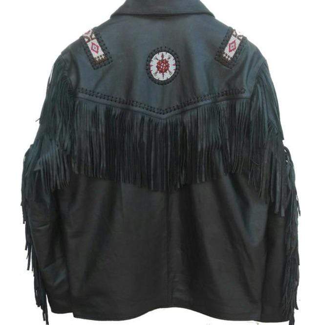 Men's Black Western Leather Fringe Jacket | Full Grain Apparel