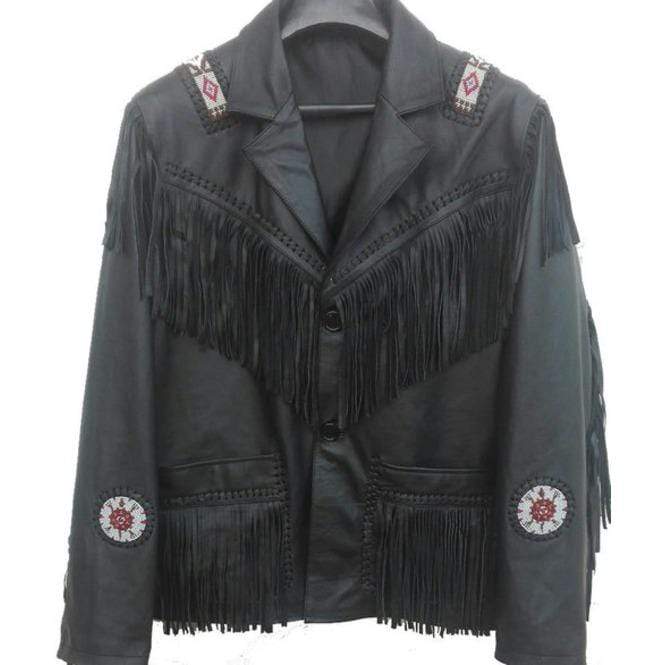 Men's Black Western Leather Fringe Jacket | Full Grain Apparel