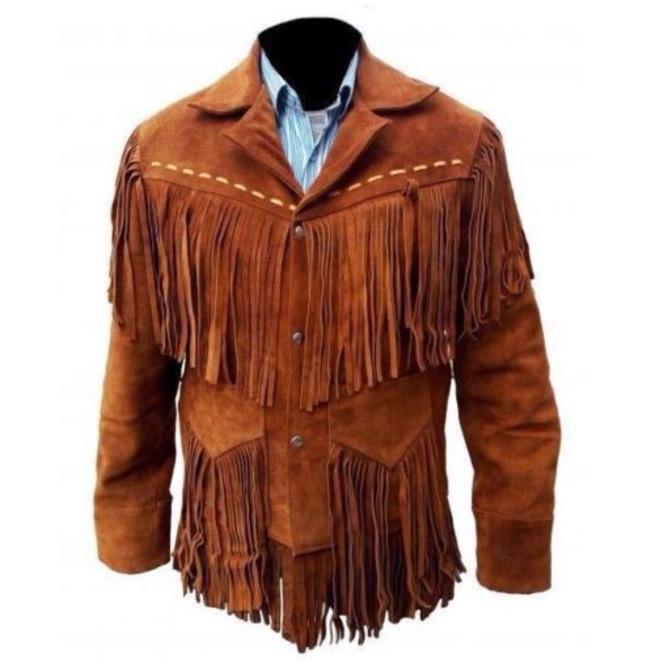 Men's Tan Western Suede Fringe Jacket | Full Grain Apparel