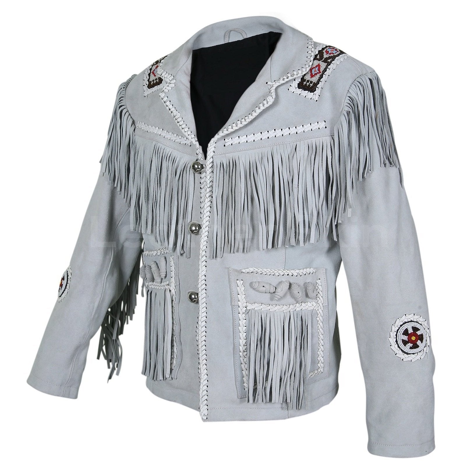 Men White Cowboy Suede Leather Jacket | Full Grain Apparel