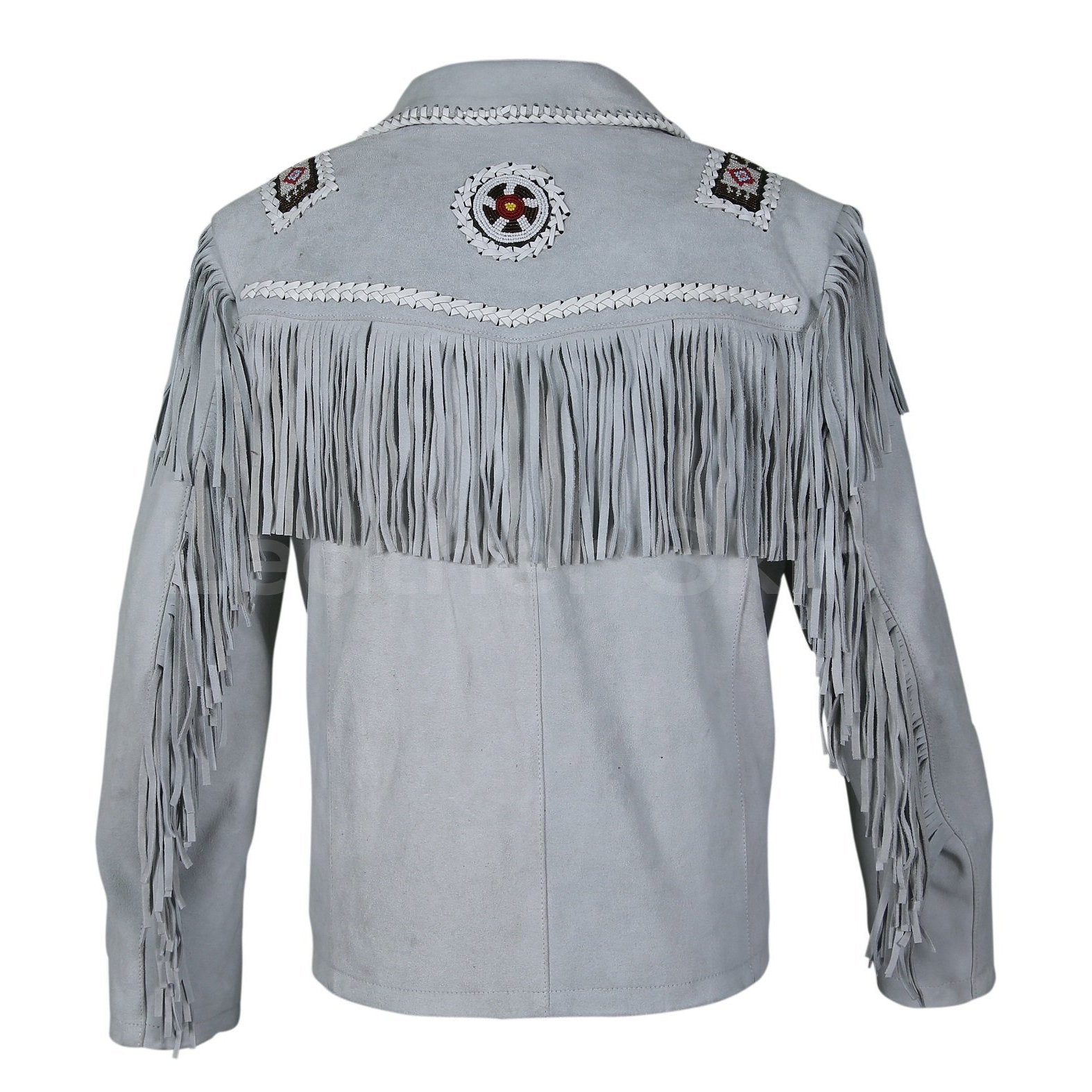 Men White Cowboy Suede Leather Jacket | Full Grain Apparel