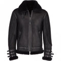 Men’s Black Aviator Flying Bomber Shearling Leather Jacket | Full Grain Apparel