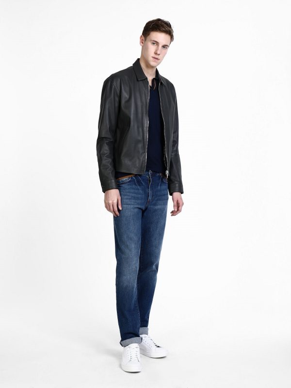 Men’s Obsidian Black Leather Shirt Jacket | Industrial Hybrid Identity | Full Grain Apparel
