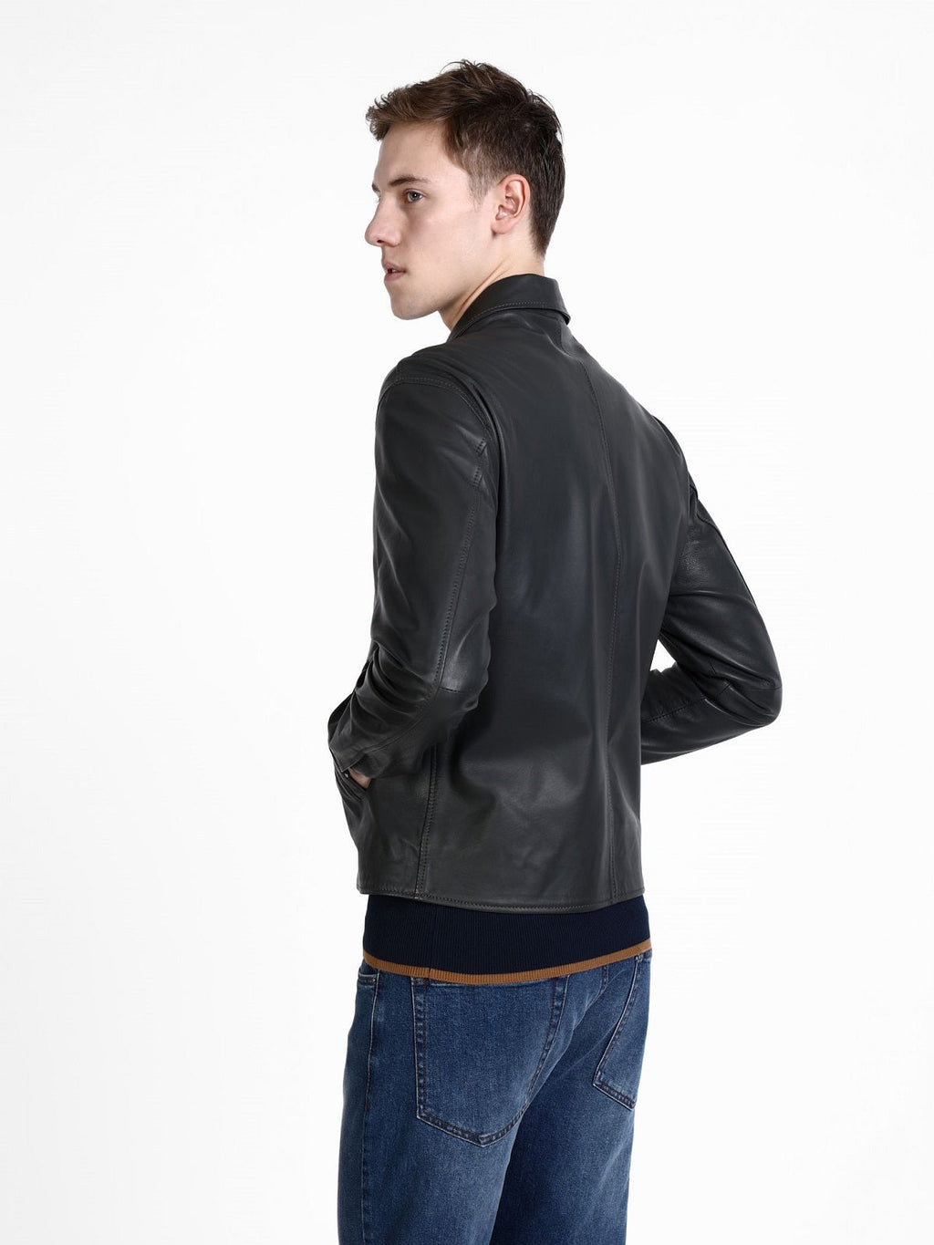 Men’s Obsidian Black Leather Shirt Jacket | Industrial Hybrid Identity | Full Grain Apparel