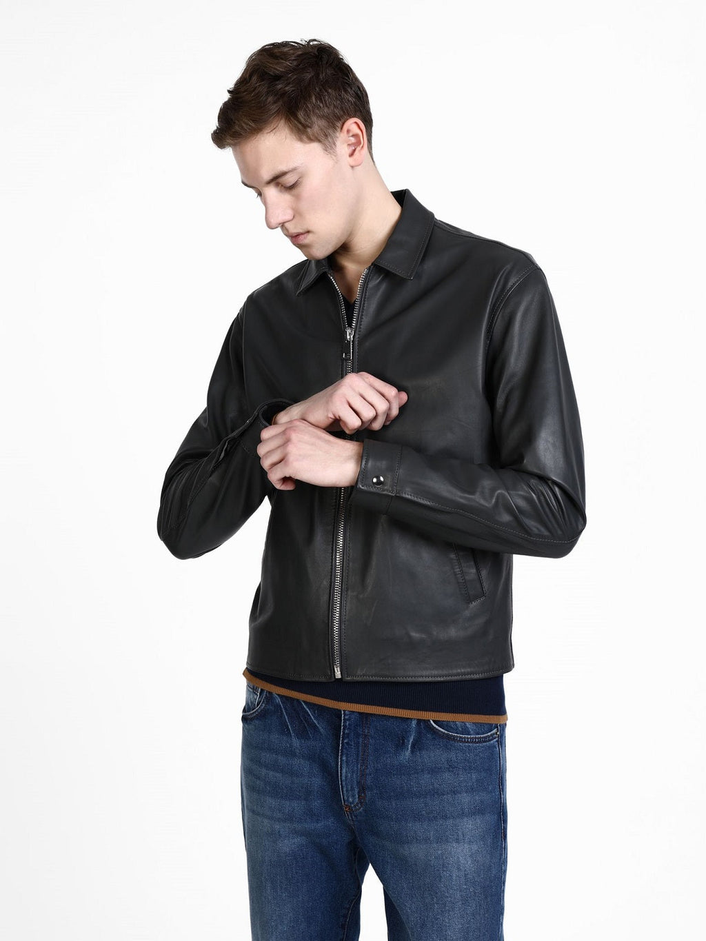 Men’s Obsidian Black Leather Shirt Jacket | Industrial Hybrid Identity | Full Grain Apparel