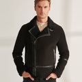 Men’s Black Pilot Sheepskin Shearling Leather Aviator Jacket | Full Grain Apparel