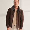 Men’s Brown Shearling Aviator Leather Bomber Jacket | Full Grain Apparel
