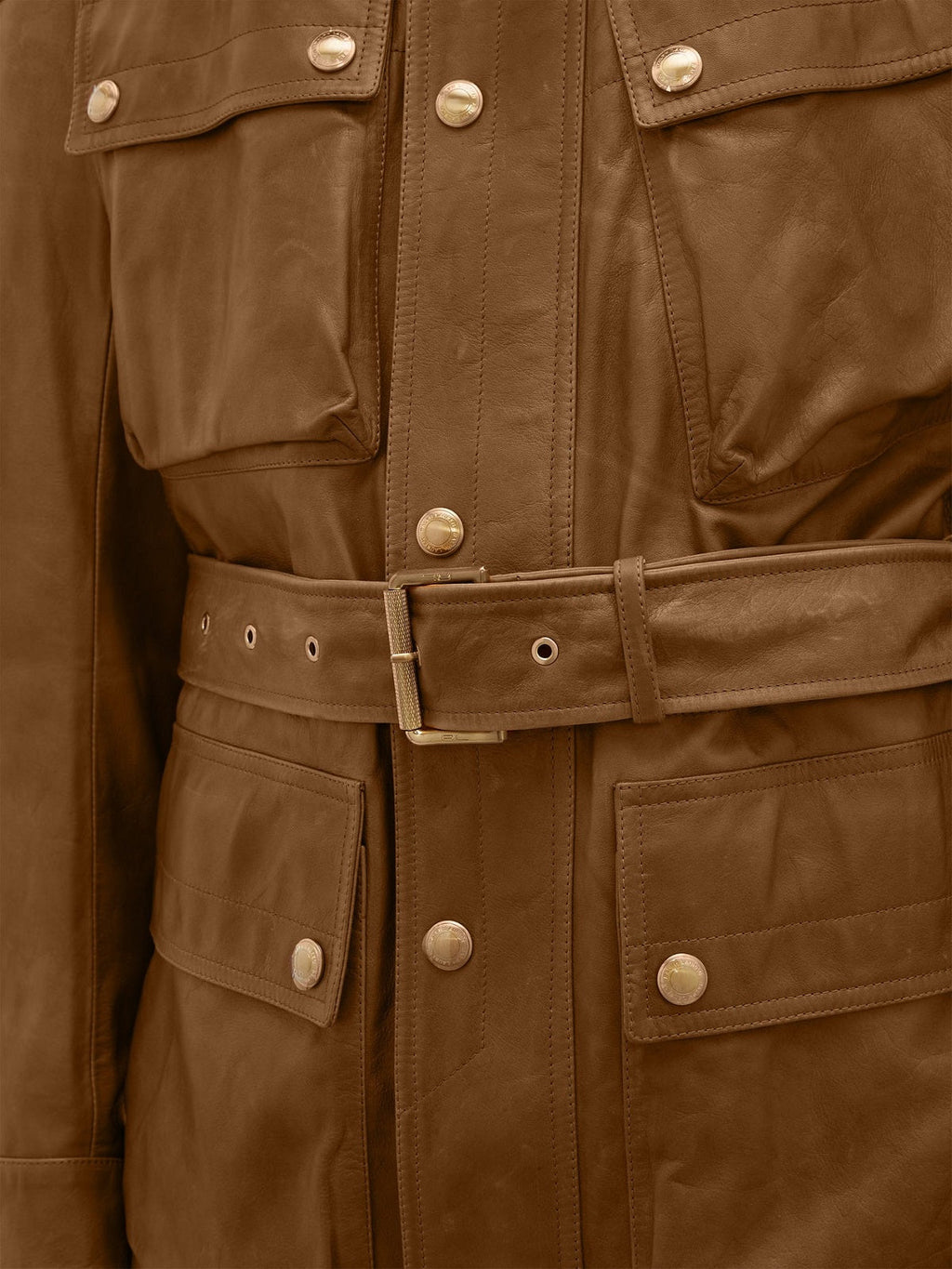 Men’s Iron-Forge Brown Utility Leather Jacket | Industrial Multi-Pocket Gear | Full Grain Apparel