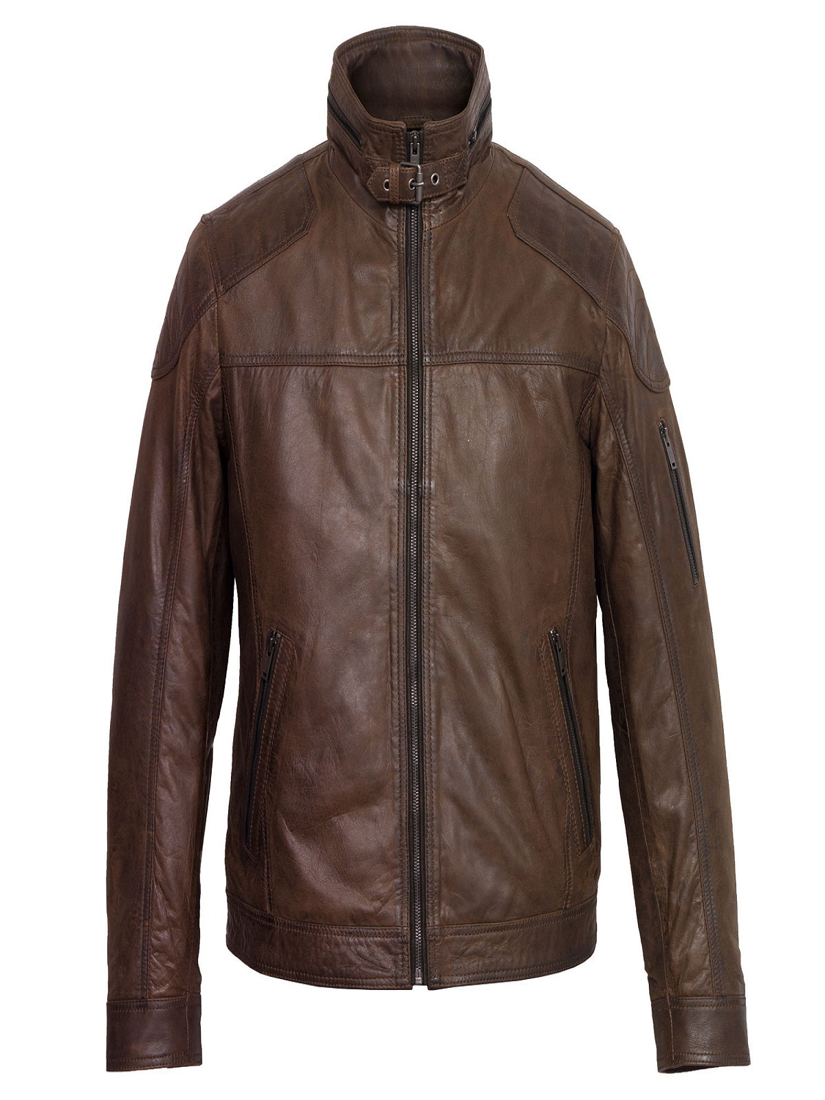 Chaqueta de cuero marrón oscuro para hombre | Estilo clásico y tradicional | Prenda de cuero de plena flor