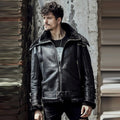 Men’s Double Collar Black B-3 Flight Aviator Jacket - The High-Altitude Fortress | Full Grain Apparel