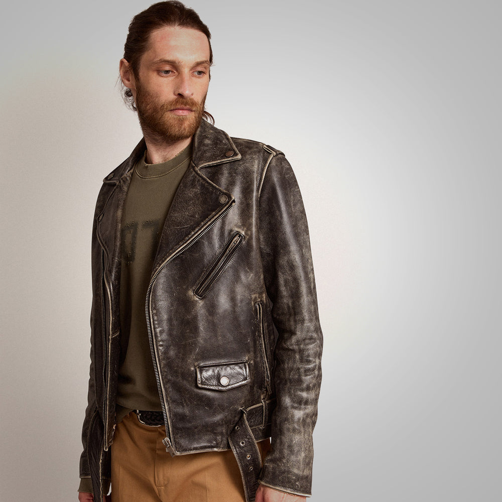 Chaqueta "Urban Relic" para hombre | Piel flor de primera calidad | Moto Heritage envejecida a mano | Prenda de cuero plena flor