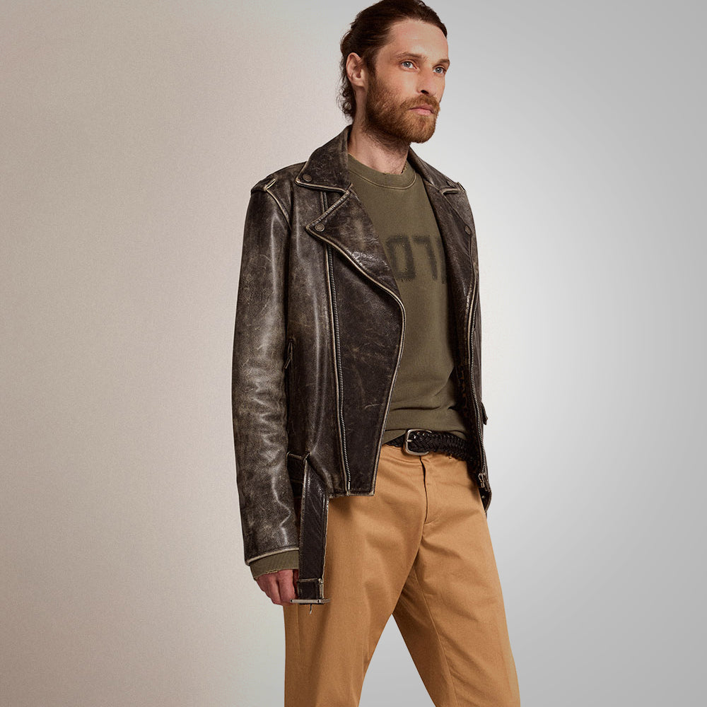 Chaqueta "Urban Relic" para hombre | Piel flor de primera calidad | Moto Heritage envejecida a mano | Prenda de cuero plena flor