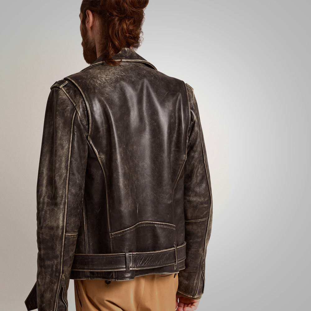 Chaqueta "Urban Relic" para hombre | Piel flor de primera calidad | Moto Heritage envejecida a mano | Prenda de cuero plena flor