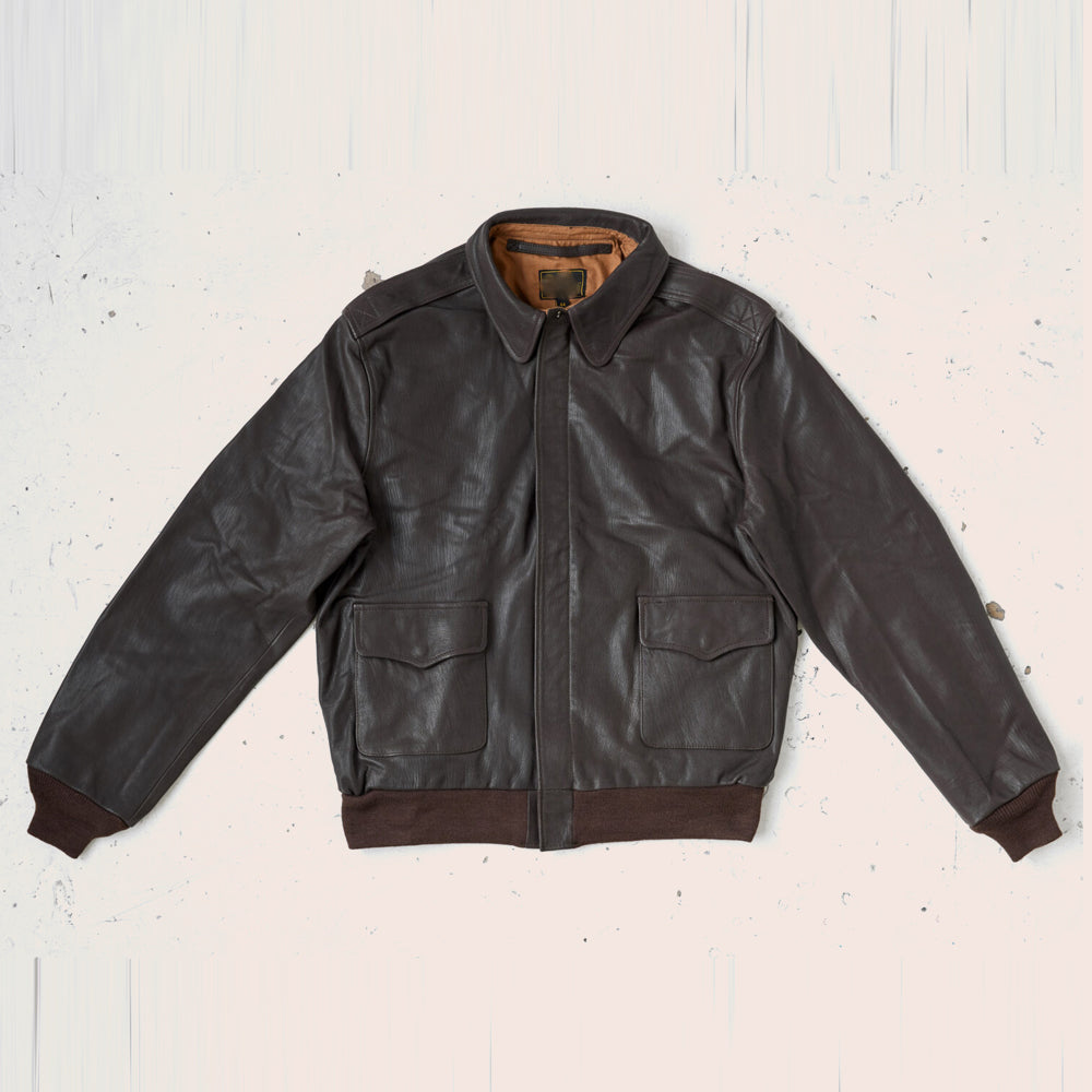 Men’s "Iron Wing" A2 Flying Bomber | Genuine Brown Horsehide Leather | Military Grade Flight Jacket | Full Grain Apparel