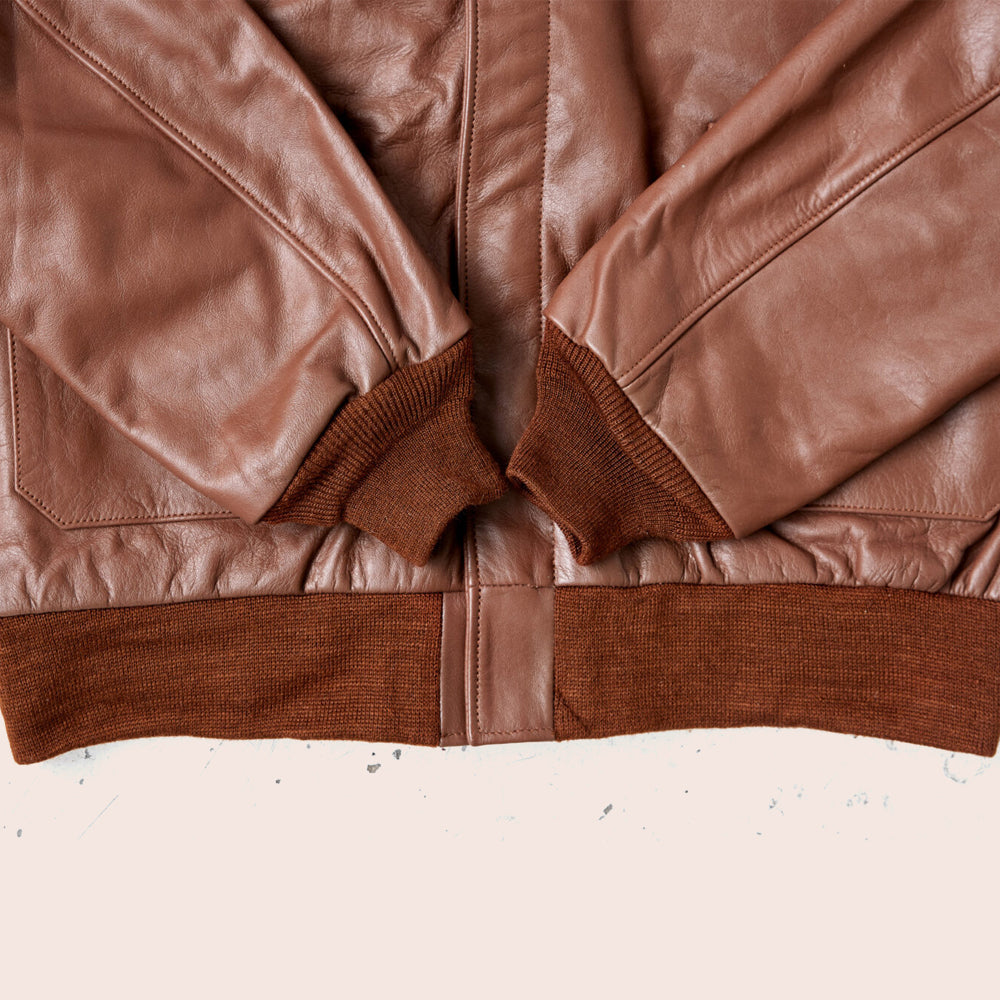 Men’s "Heritage Aviator" A2 Bomber Jacket | Genuine Cognac Lambskin | Classic Flight Silhouette | Full Grain Apparel