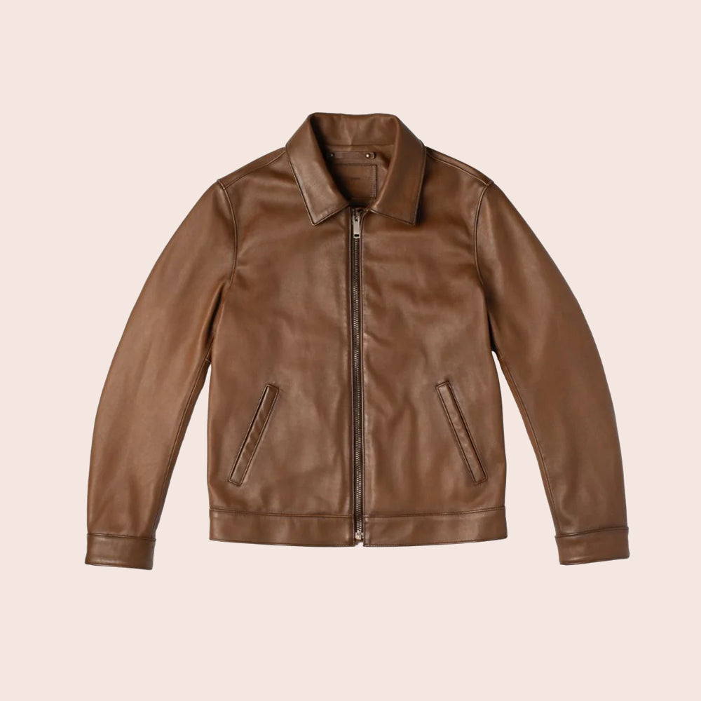 Men’s "Heritage Executive" Point Collar Jacket | Classic Brown Top-Grain Sheepskin | Full Grain Apparel