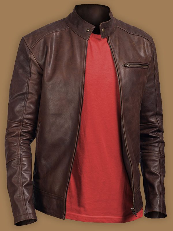 Men’s Polish Brown Leather Jacket | Classic Polished Finish | Full Grain Apparel