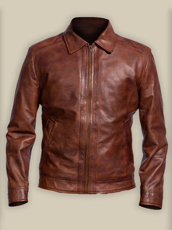 Men’s Reddish Brown Leather Jacket | Slim Fit Urban Style | Full Grain Apparel