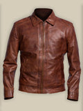 Men’s Reddish Brown Leather Jacket | Slim Fit Urban Style | Full Grain Apparel