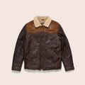 Men’s "Outlaw Frontier" Double-Tone Brown Western Jacket | Premium Sheepskin with Plush Sherpa Lining | Full Grain Apparel