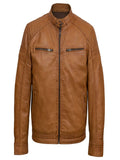 Men’s Tan Brown Biker Jacket | Genuine Cafe Racer Style | Full Grain Apparel
